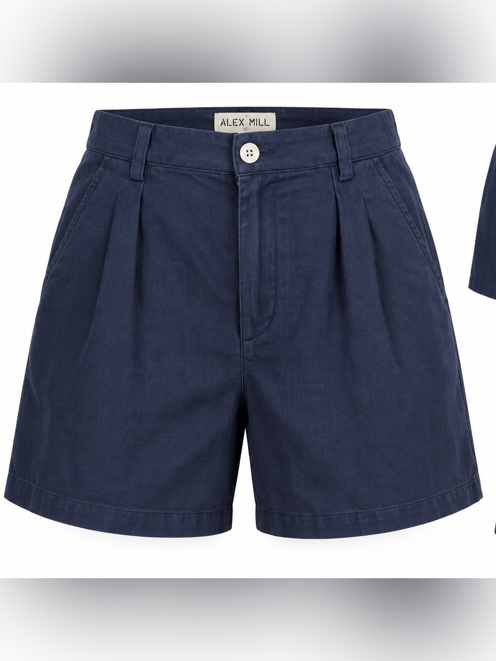 Alex Mill Boy Linen Cotton Pleated Shorts Navy Size 6 High Rise